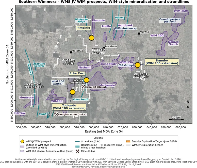 Map from Cadoux Limited’s announcement “Drilling Extends WIM 100 REE/Zircon Trend to WMS JV Ground”