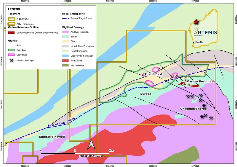 Geology map of the Titan – Carlow – Singwell project areas