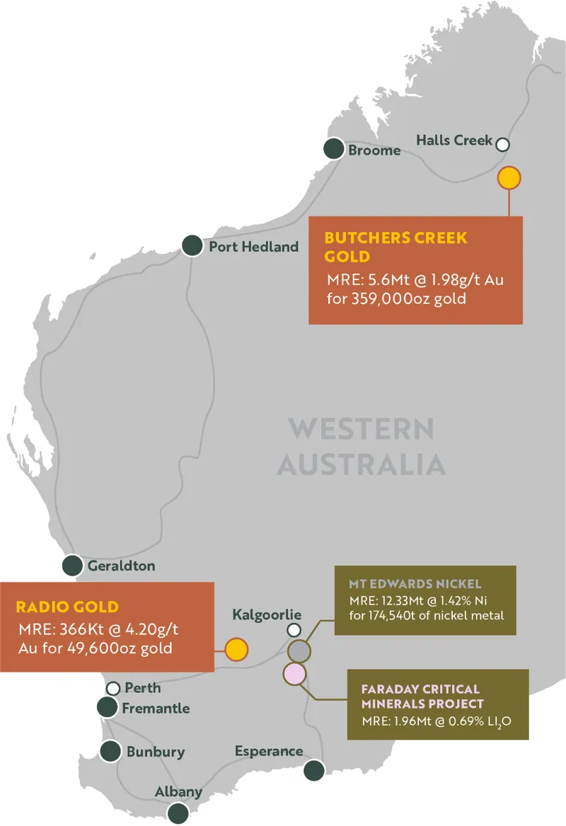 WIN’s Gold, Nickel and Lithium Project Locations