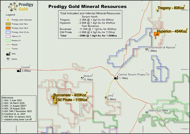 Location of Prodigy Gold’s Mineral Resources