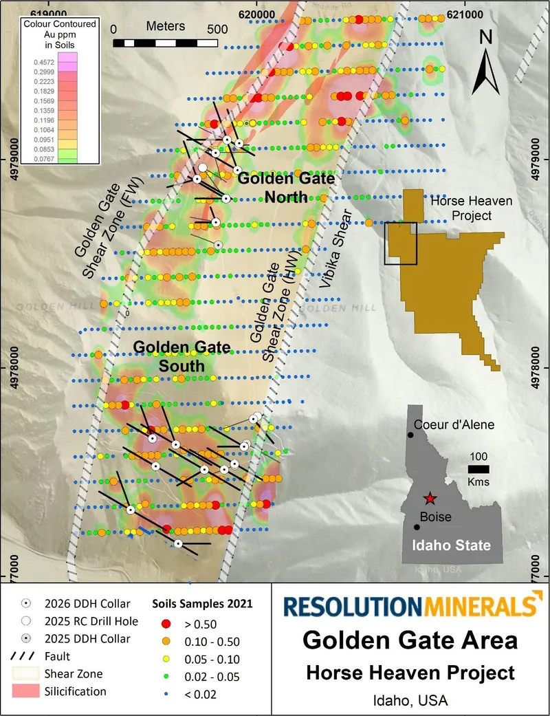 Gold in Soil Anomalies + 2026 Drill Holes
