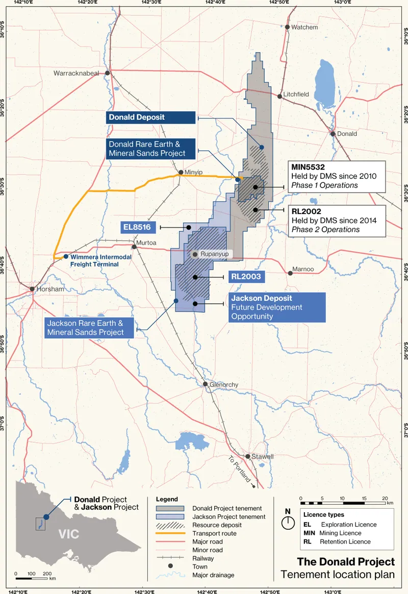 Location of Astron’s rare earth and mineral sands projects in Victoria