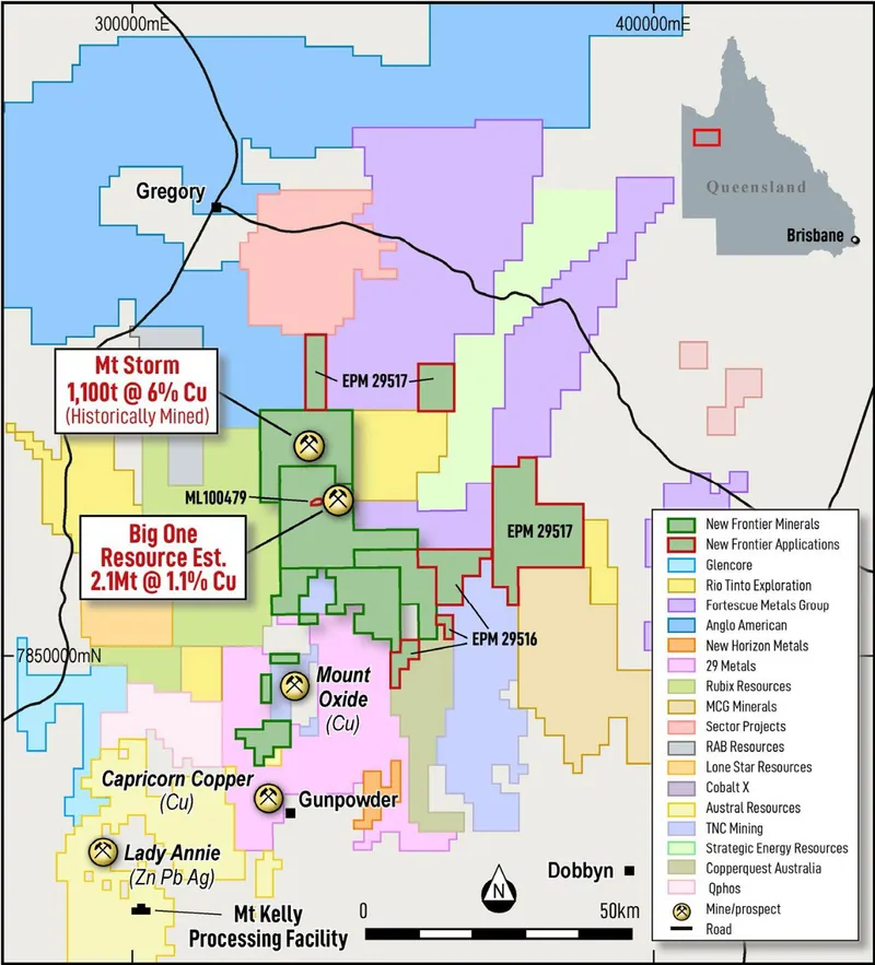 New Frontier land package in NWQ, 1,450km² including applications