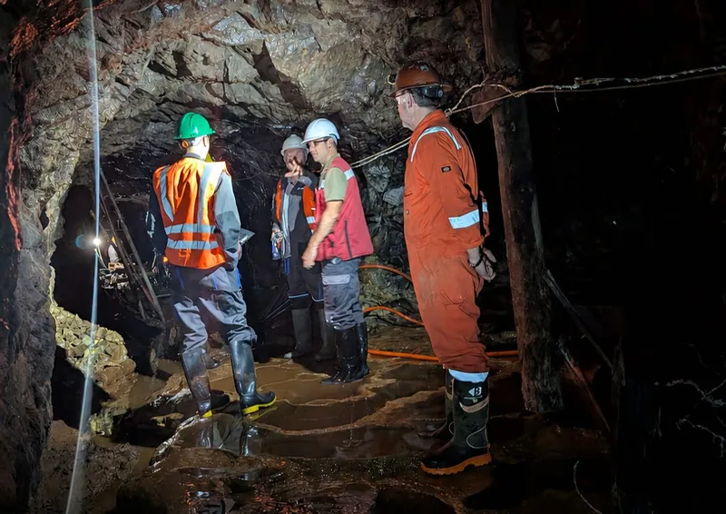 Resource and mining consultants inspecting the underground adits and vein exposure