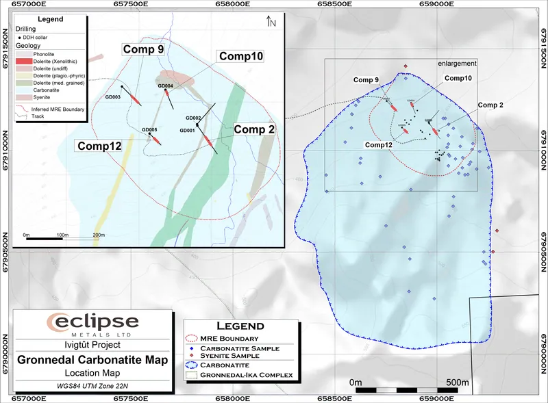 Grønnedal Location Map Showing the Location of Composite Sampling