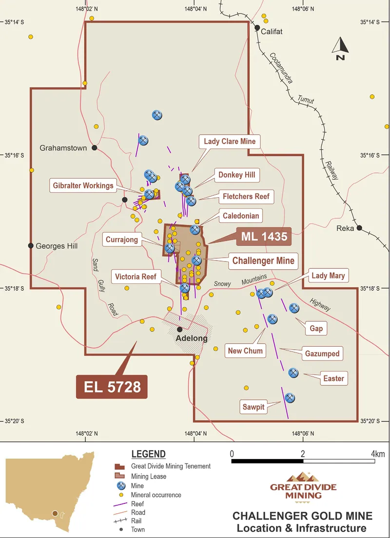 Challenger Gold Mine location and infrastructure