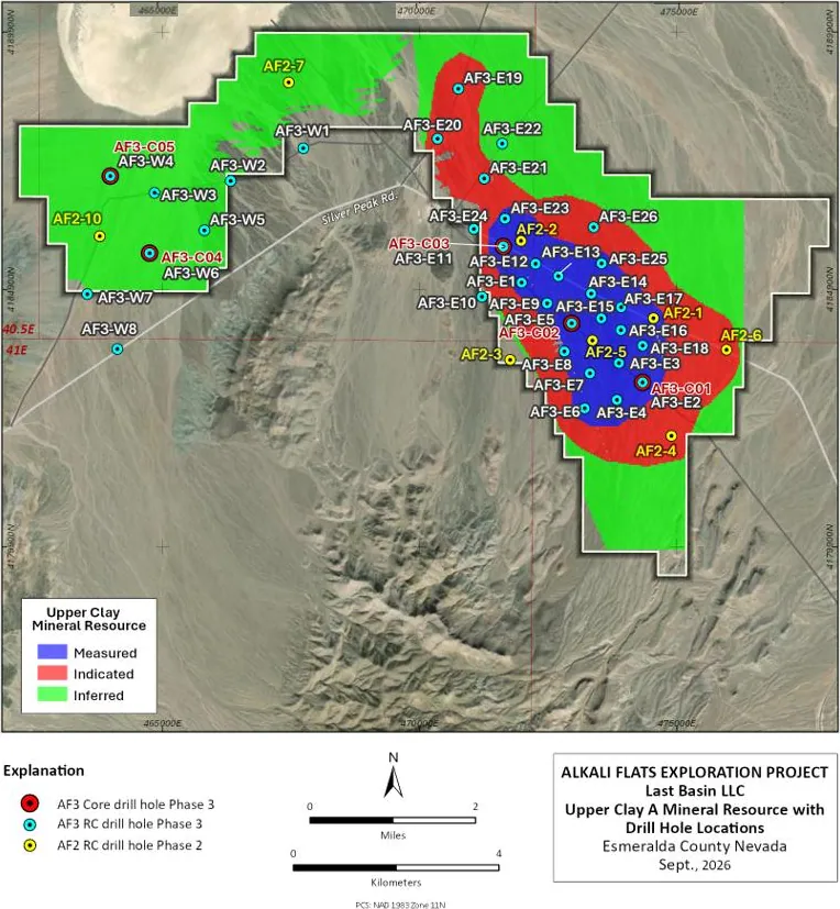 Alkali Flats Resource Classification and Drill Hole Locations