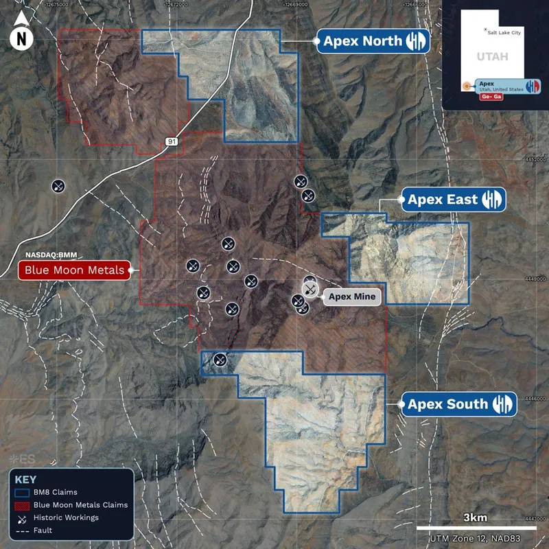 Location of the Apex claim blocks