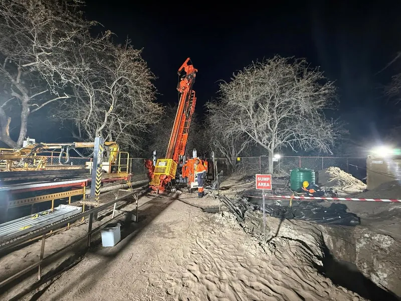 Diamond drilling rig at the Chanoga Prospect, KCP