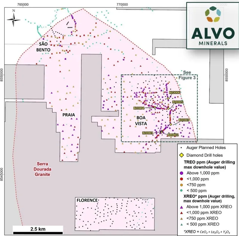 Bluebush IAC HREE Project tenure with completed and planned drilling