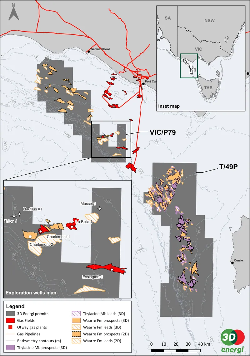 VIC/P79 and T/49P exploration permits, offshore Otway Basin