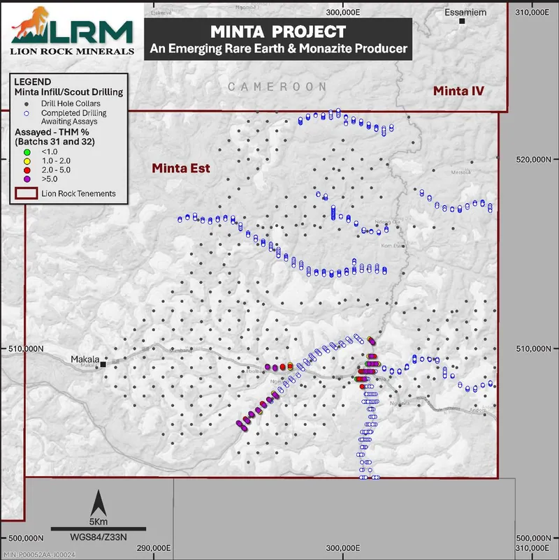 Minta Project auger drill hole locations.