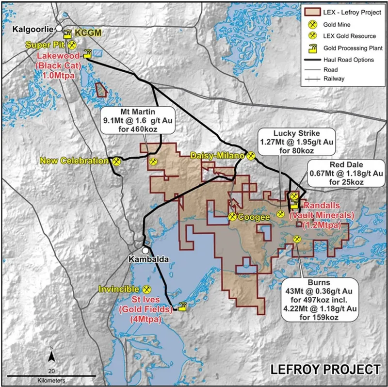 Regional location map of the Lefroy Project