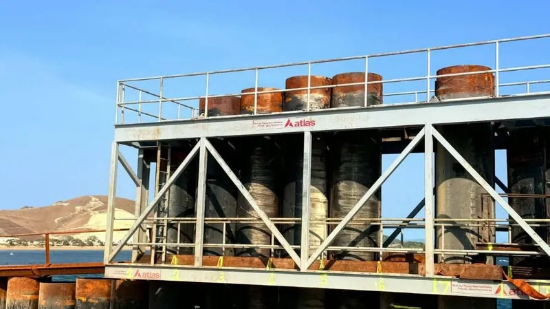 Image: Multi-pile frame in position for Phase 3 wharf piling