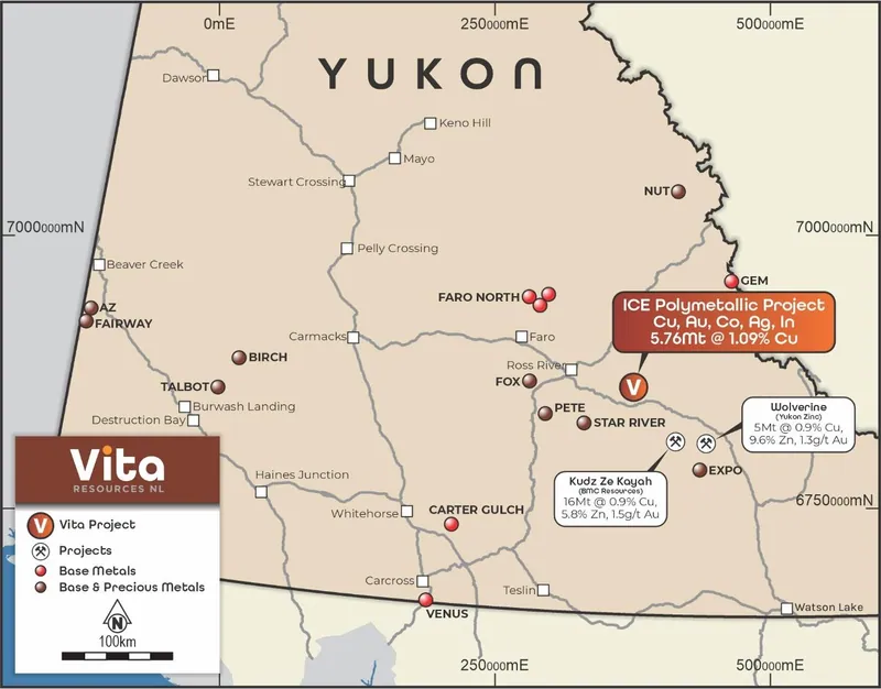 Location map of the ICE Polymetallic Project in Yukon, Canada