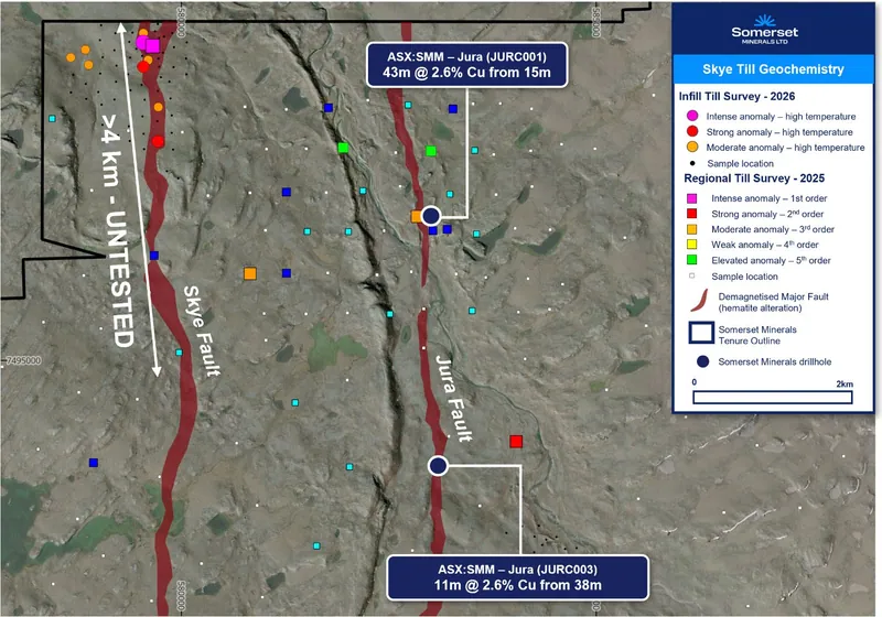 Skye infill till geochemistry – laboratory Cu-in-till results over the Skye and Jura targets