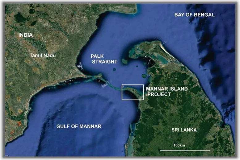 Location of the Mannar Island Heavy Mineral Sand Project, northwest Sri Lanka