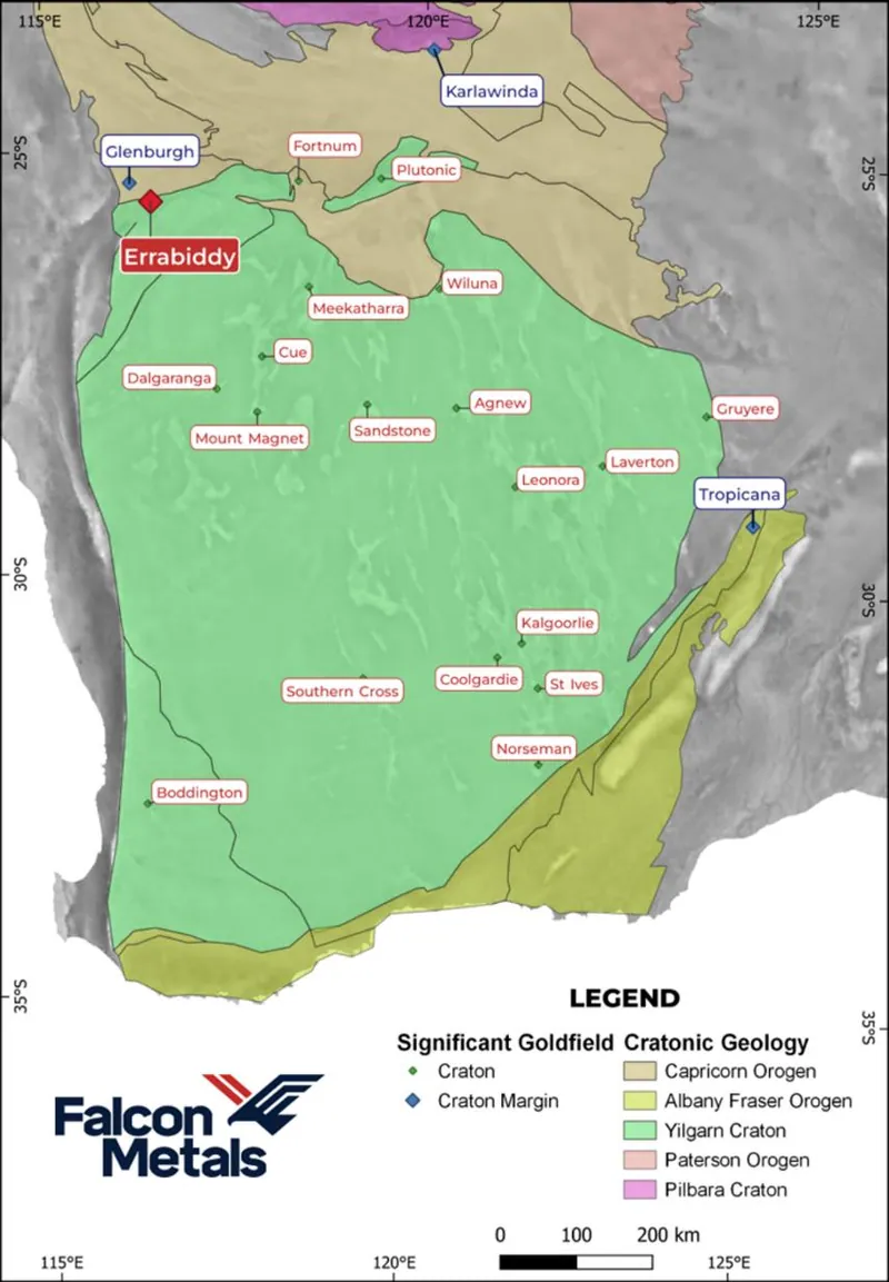 Location of the Errabiddy Gold Project
