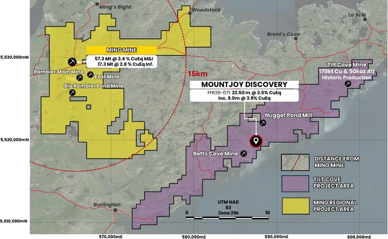 Map showing the location of the Mount Joy discovery