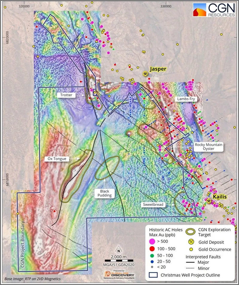 High resolution 1VD magnetic data with key new targets and maximum gold hits in historical Drilling