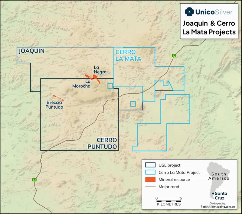 Joaquin and Cerro La Mata project areas