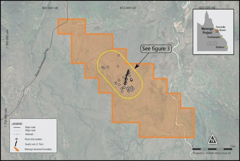Distribution of rock chip samples