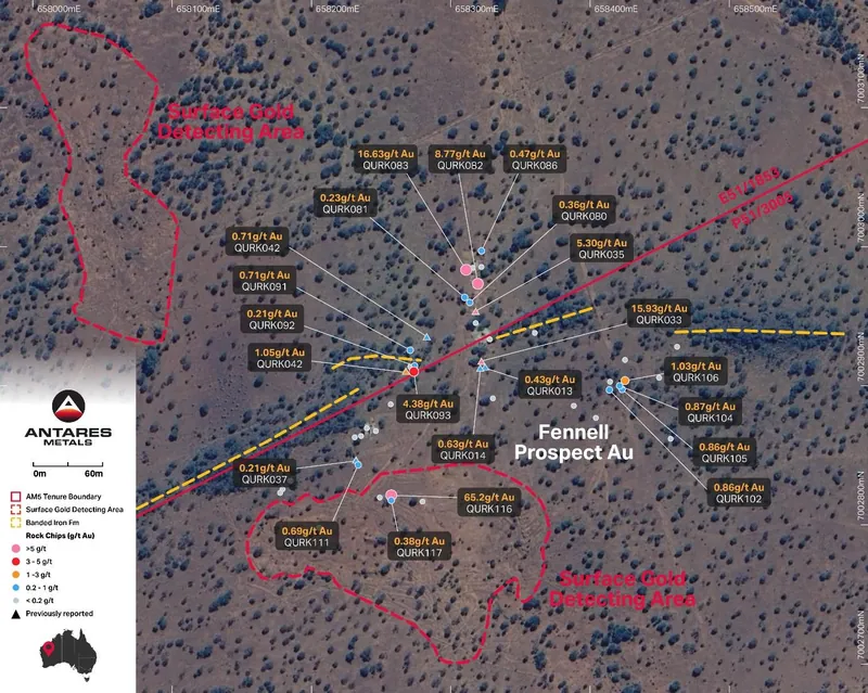Rock chip sampling at the Fennell gold prospect