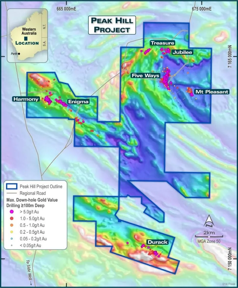 Peak Hill project tenure showing priority targets
