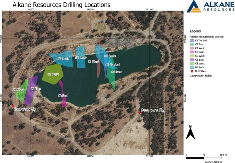 Map from Nagambie Resources Limited’s announcement “Very encouraging Alkane diamond drilling at Nagambie Mine”