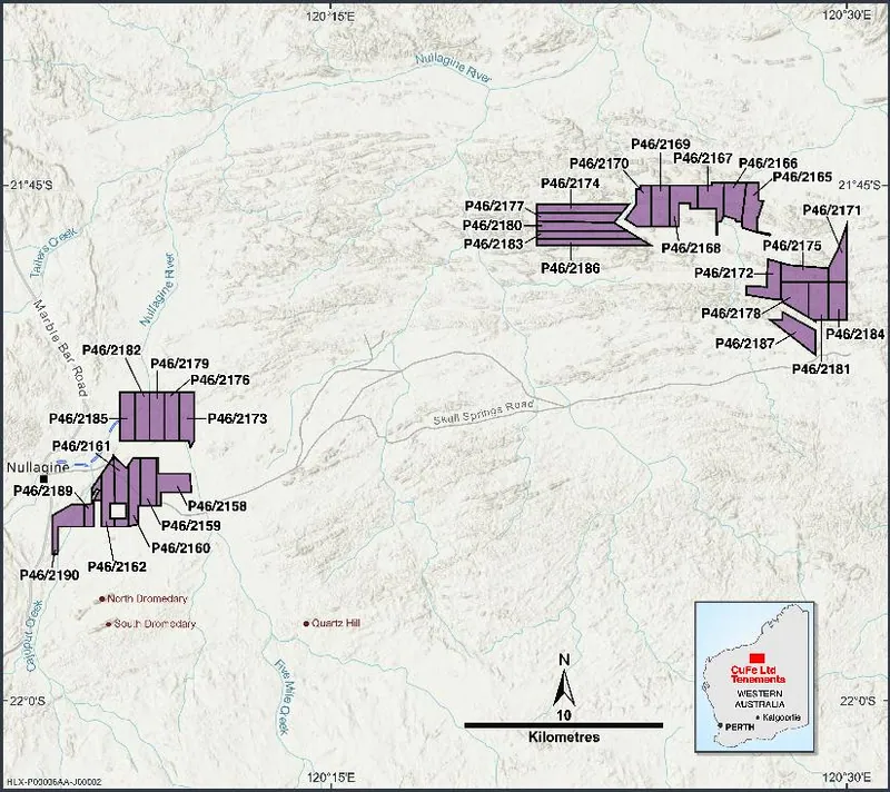 Location of Mosquito Creek Basin/Nullagine District Tenements