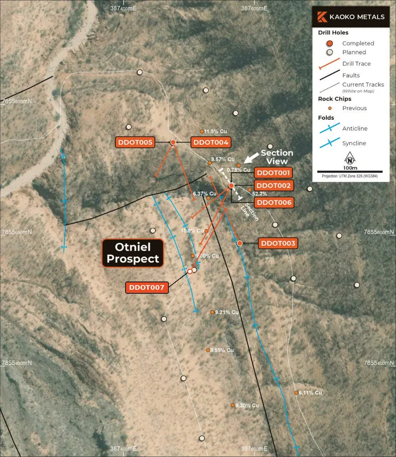 Drill Hole Location Plan – Otniel prospect area