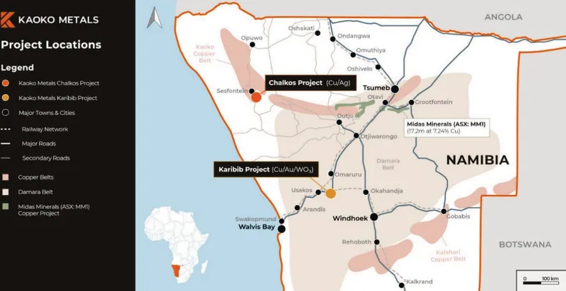 Kaoko Metals Project Locations