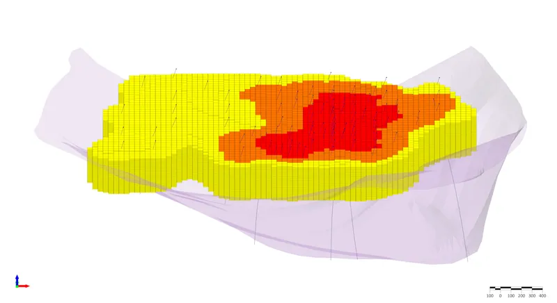 Mulga Tank Mineral Resource categories for the dunite domain