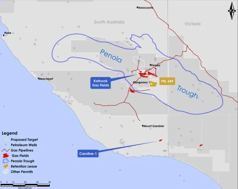 Location map of Nangwarry CO₂ Field