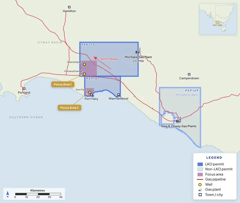 Location of Portland Energy Project, Otway Basin