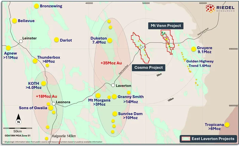 Cosmo and Mt Venn Projects Occupy Belt-scale Positions in the Prolific Laverton Gold District