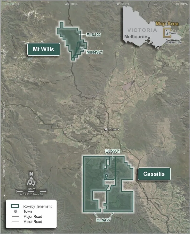 Location of the Mt Wills and Cassilis Gold Projects
