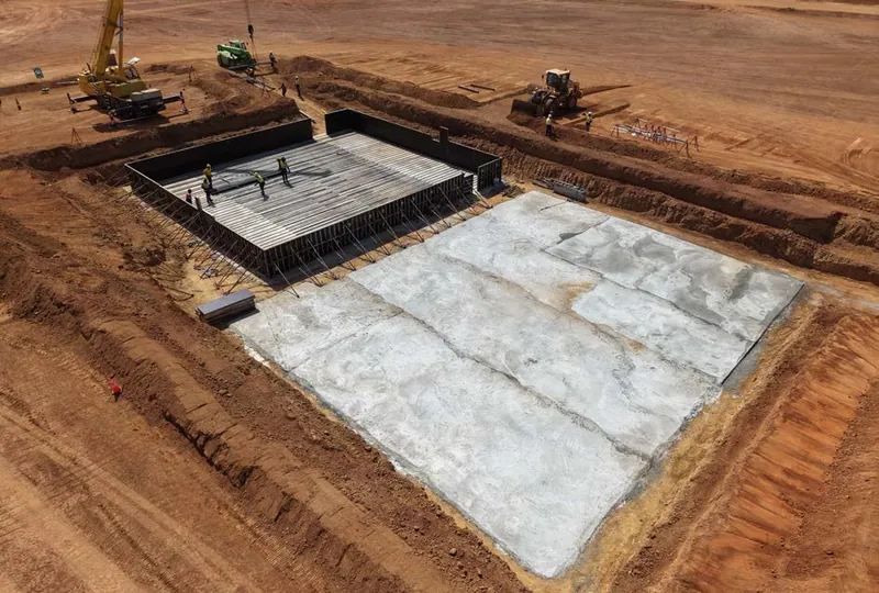 Mill area raft foundation