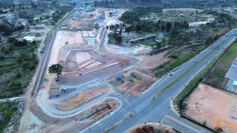 Access roads AND pollution control DAM under construction