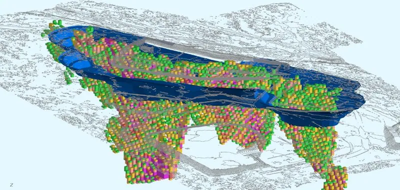 Wallace North Pit Design and Resource Model, Oblique view looking south-east