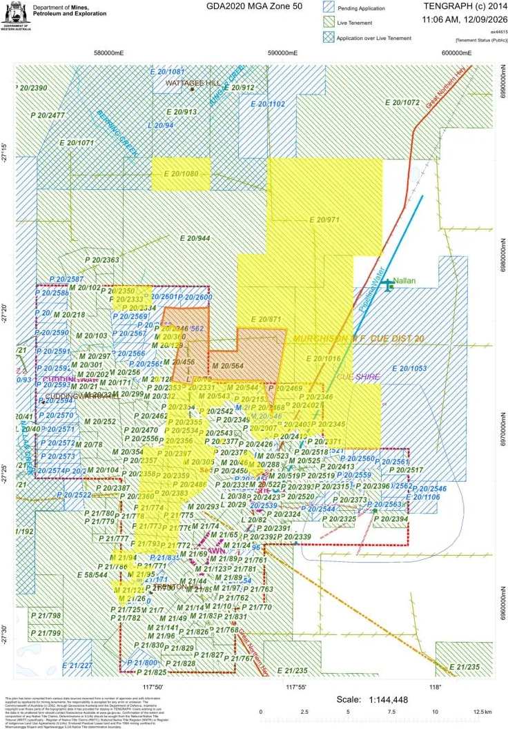 Mining Lease M20/564 and surrounding tenure (TENGRAPH, 12 September 2026)