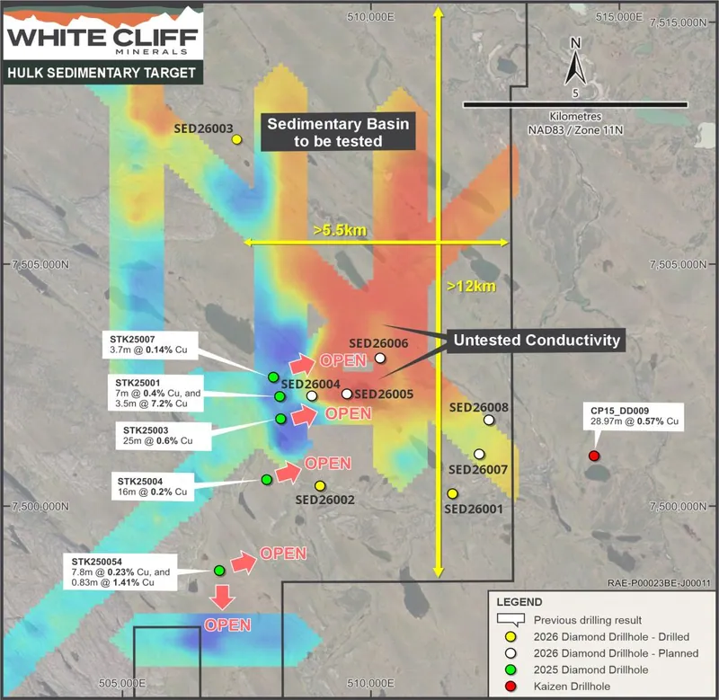 Map of 2026 diamond drillholes depicting the regional scale of drilling which has returned copper mineralisation at the base of the Rae Group