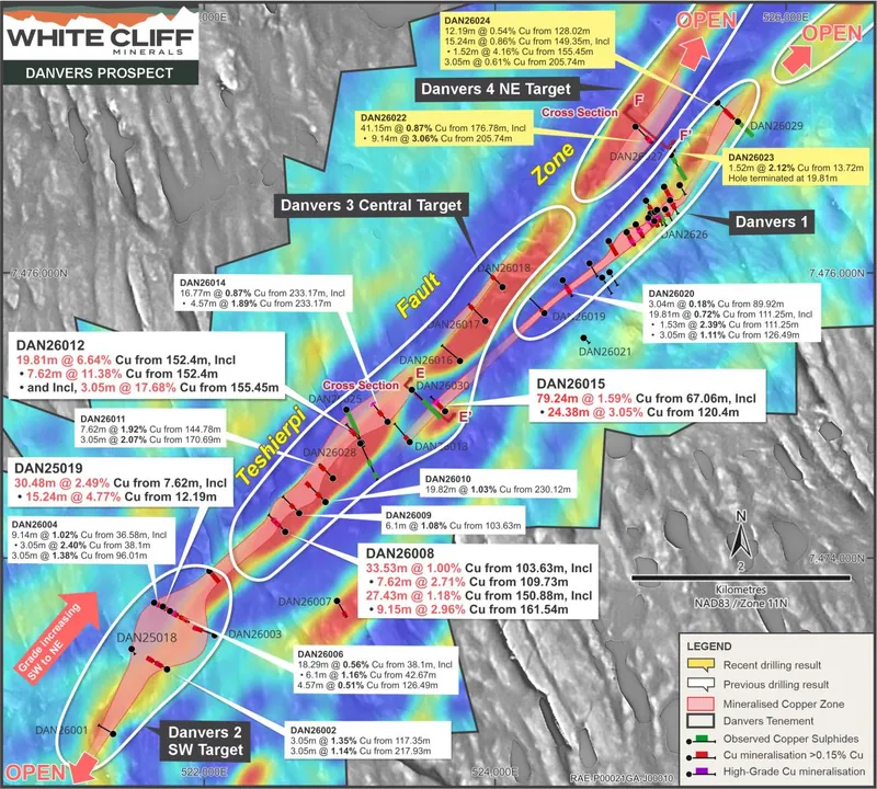 Map of 2026 RC drillholes in the Teshierpi Fault Zone
