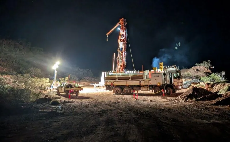 Phase 1 diamond drill rig on pad at Mons Cupri, Whim Creek Project, Pilbara WA