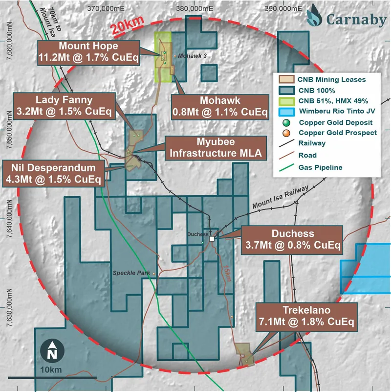 Map from Carnaby Resources Limited’s announcement “Quarterly Activities/Appendix 5B Cash Flow Report”