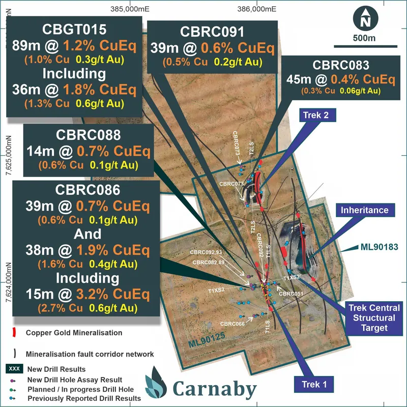Trekelano Plan showing location of new drill results from Trekelano