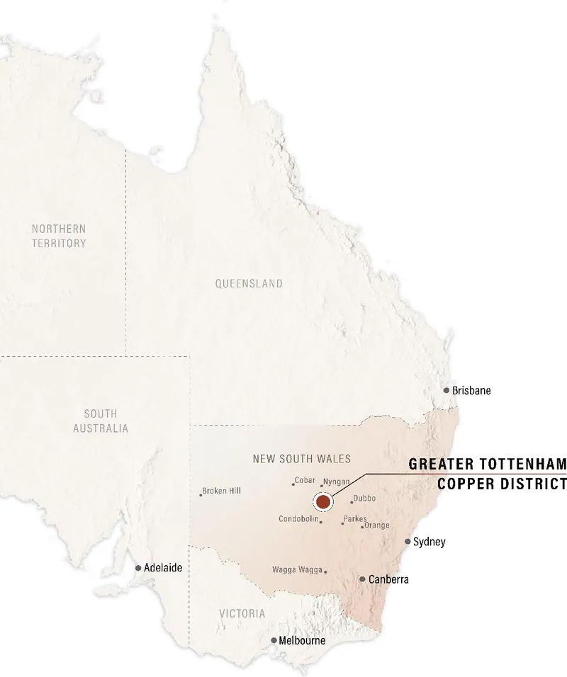 Location and tenure of the Greater Tottenham Project in New South Wales, Australia