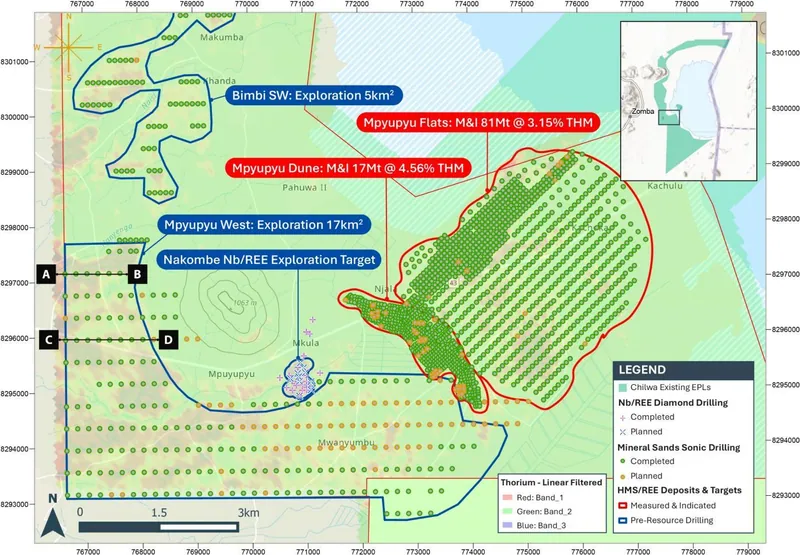 Mpyupyu West Phase I reconnaissance sonic drill plan — holes completed to 6 October 2026 and planned collars on the nominal 400 mN × 200 mE grid, with the Mpyu…