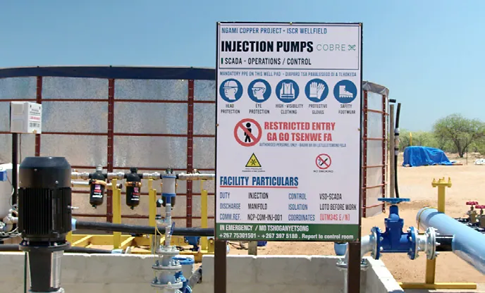 ISCR well-field injection pumps under SCADA operation and control, Ngami