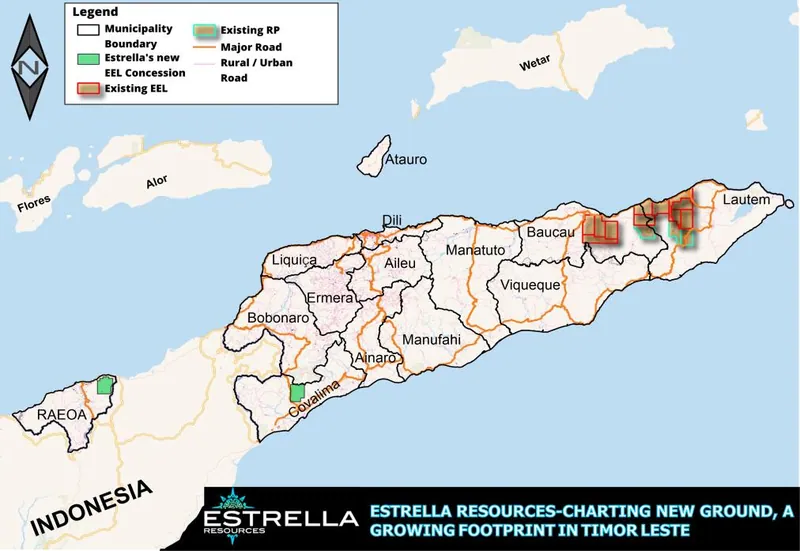 Location of Estrella Resources’ Timor-Leste concessions